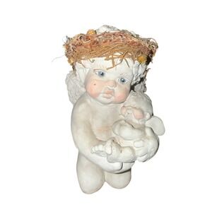 Dreamsicles Cherub Angel Holding Sleeping Baby Figurine White Signed 1991